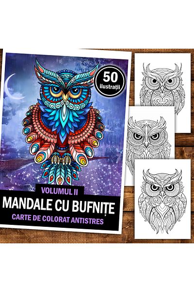 Legendary Gifts Anti-stress Coloring Book, 50 Illustrations Mandalas With Owls - Volume Ii, 106 Pages, Format: A5