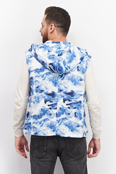 Royalty Men Hooded Neck Sleeveless Camouflage Vest, Blue