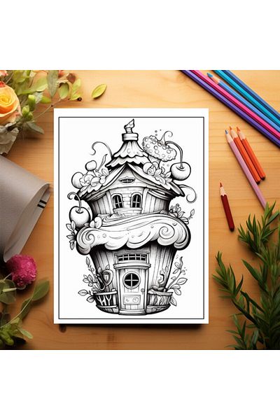 Legendary Gifts Coloring Book With 50 Illustrations, Sweet Homes, 106 Pages, Format: A5