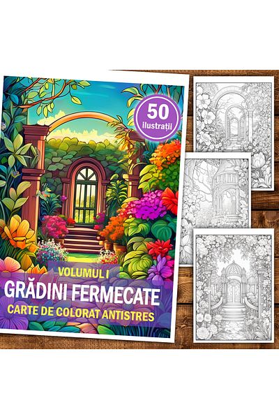 Legendary Gifts Anti-stress Coloring Book, 50 Illustrations Enchanted Gardens - Volume I, 106 Pages, Format: A5