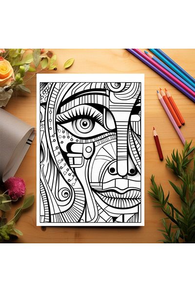 Legendary Gifts Anti-stress Coloring Book, 50 Illustrations, Abstract Faces - Volume Ii, 106 Pages, Format: A5
