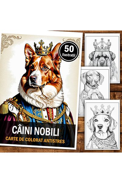 Legendary Gifts Anti-stress Coloring Book, 50 Illustrations, Noble Dogs, 106 Pages, Format: A5