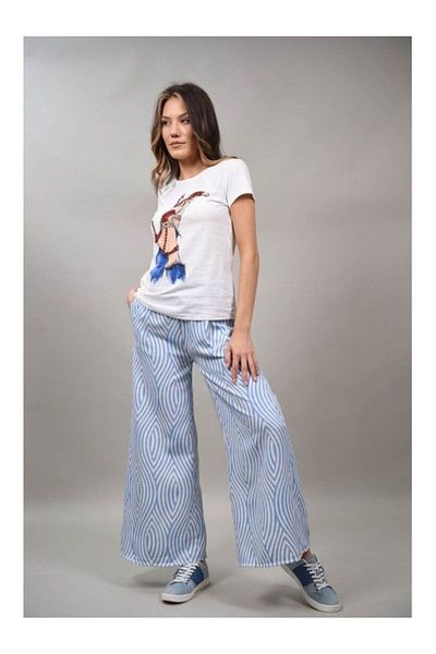 FASHIONLAND Pantaloni Full Leght Nuvola Talie Unica Baby Blue