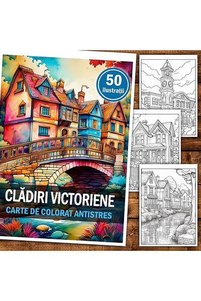 Legendary Gifts Anti-stress Coloring Book, 50 Illustrations Victorian Buildings, 106 Pages, Format: A5
