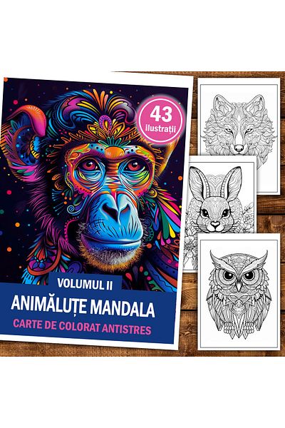 Legendary Gifts Anti-stress Coloring Book, 43 Illustrations Animal Mandala - Volume Ii, 92 Pages, Format: A5