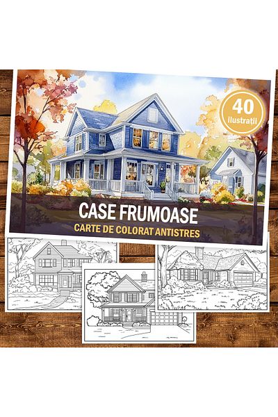 Legendary Gifts Anti-stress Coloring Book, 40 Beautiful Houses Illustrations, 86 Pages, Format: A5