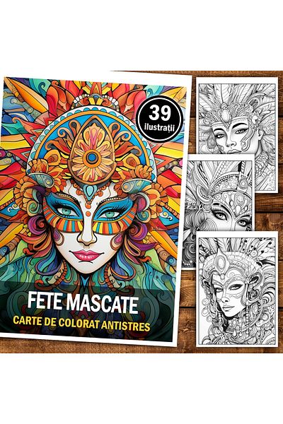 Legendary Gifts Anti-stress Coloring Book, 39 Masked Girls Illustrations, 84 Pages, Format: A5