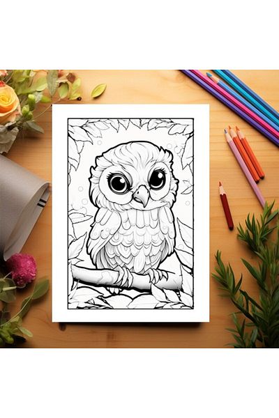 Legendary Gifts Coloring Book, 50 Illustrations, Baby Owls, 106 Pages, Format: A5