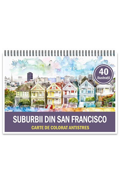 Legendary Gifts Anti-stress Coloring Book, 40 Illustrations Suburbs Of San Francisco, 86 Pages, Format: A5