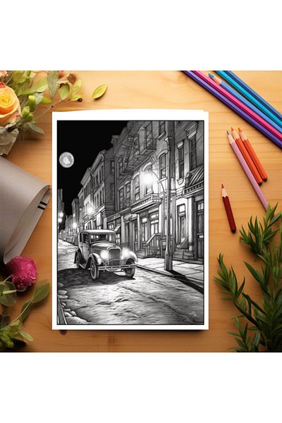 Legendary Gifts Anti-stress Coloring Book, 50 Illustrations, Vintage Cars - Volume I, 106 Pages, Format: A5