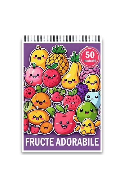 Legendary Gifts Coloring Book, 50 Illustrations, Adorable Fruits, 106 Pages, Format: A5