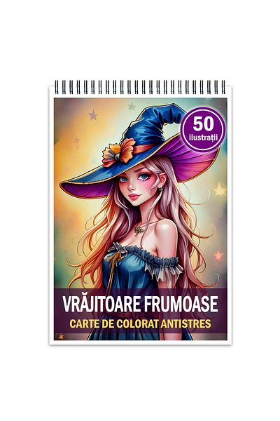Legendary Gifts Anti-stress Coloring Book, 50 Beautiful Witch Illustrations, 106 Pages, Format: A5