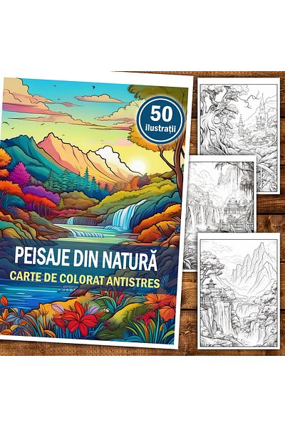 Legendary Gifts Anti-stress Coloring Book, 50 Illustrations Of Nature Landscapes, 106 Pages, Format: A5
