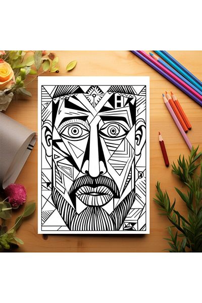 Legendary Gifts Anti-stress Coloring Book, 50 Illustrations, Abstract Faces - Volume I, 106 Pages, Format: A5