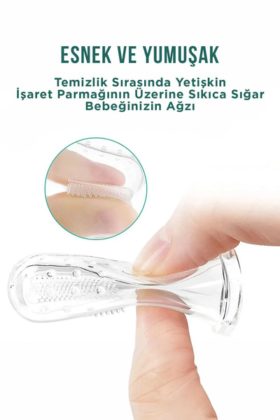 Beatitude Silikon Diş Kaşıyıcı 0-3 Yaş Parmak Şeklinde Ağız Ve Dil Temizleyici Fırça Diş Temizleme Masajı