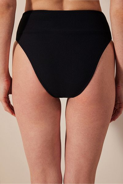 Penti Mary Strukturierte schwarze Bikinihose mit hoher Taille