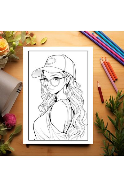 Legendary Gifts Adult Coloring Book, 50 Illustrations, Girls With Glasses, 106 Pages, Format: A5