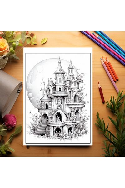 Legendary Gifts Anti-stress Coloring Book, 50 Illustrations, Celeste Houses, 106 Pages, Format: A5