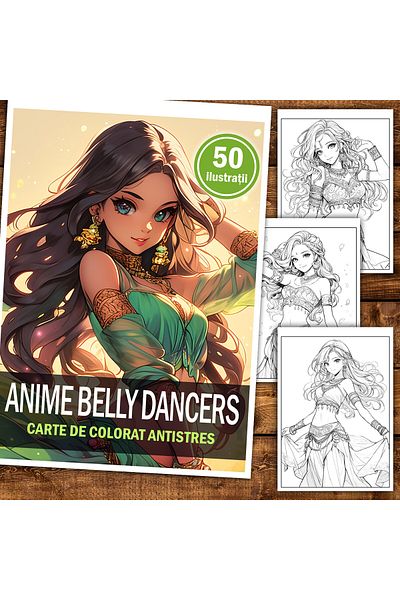 Legendary Gifts Anti-stress Coloring Book, 50 Illustrations, Anime Belly Dancers, 106 Pages, Format: A5