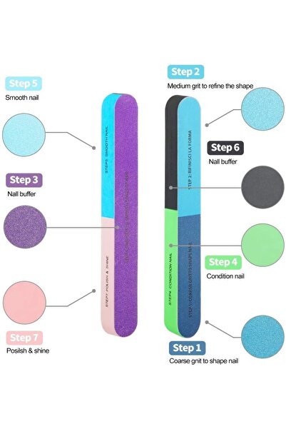 LA PERLA TECH 10 PCS Professional 7 Way Nail File and Buffers -Manicure Tools-