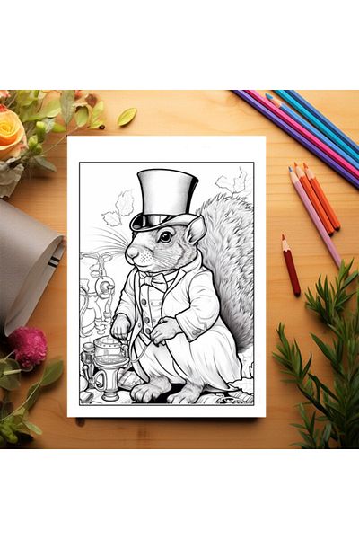 Legendary Gifts Anti-stress Coloring Book, 50 Illustrations, Steampunk Animals, 106 Pages, Format: A5