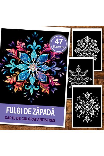 Legendary Gifts Anti-stress Coloring Book, 47 Snowflake Illustrations, 100 Pages, Format: A5