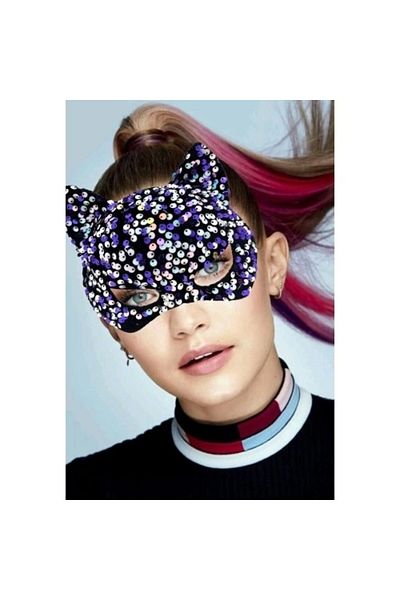 shop Black Velvet Purple White Sequin Party Mask