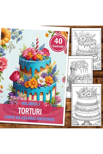 Legendary Gifts Anti-stress Coloring Book, 40 Illustrations Cakes - Volume I, 86 Pages, Format: A5