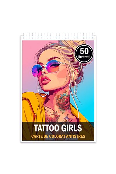 Legendary Gifts Anti-stress Coloring Book, 50 Illustrations, Anime Tattoo Girls, 106 Pages, Format: A5