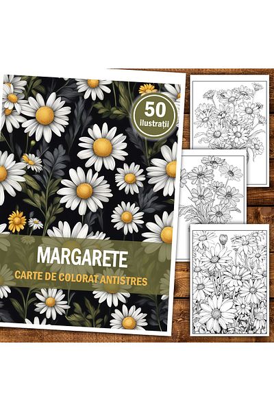 Legendary Gifts Anti-stress Coloring Book, 50 Illustrations Of Daisies, 106 Pages, Format: A5