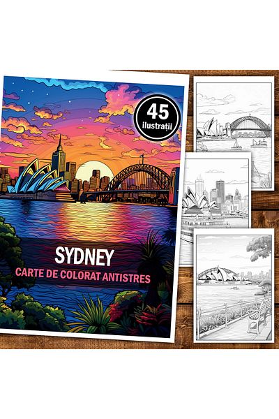 Legendary Gifts Anti-stress Coloring Book, 45 Sydney Illustrations, 96 Pages, Format: A5
