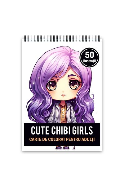 Legendary Gifts Adult Coloring Book, 50 Cute Chibi Girls Illustrations, 106 Pages