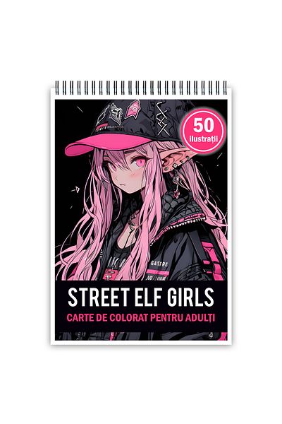 Legendary Gifts Adult Coloring Book, 50 Anime Street Elves Illustrations, 106 Pages