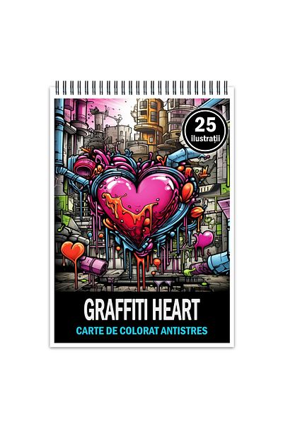 Legendary Gifts Anti-stress Coloring Book, 25 Illustrations, Graffiti Heart, 56 Pages, Format: A5