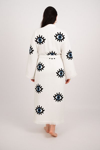 LaraLisa Collection Eye Figure Pattern Printed Muslin Kaftan Kimono Sarong Bathrobe (Size 125 cm)