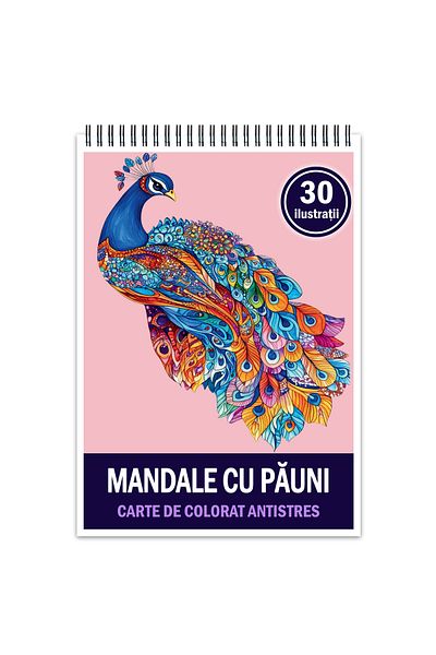 Legendary Gifts Anti-stress Coloring Book, 30 Illustrations Mandalas With Peacocks, 66 Pages, Format: A5