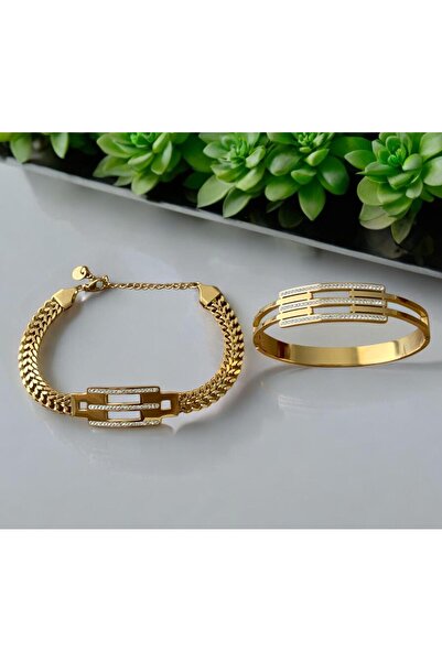 LAVDERUAR Çok Taşlı Çelik Takı Seti Cns043