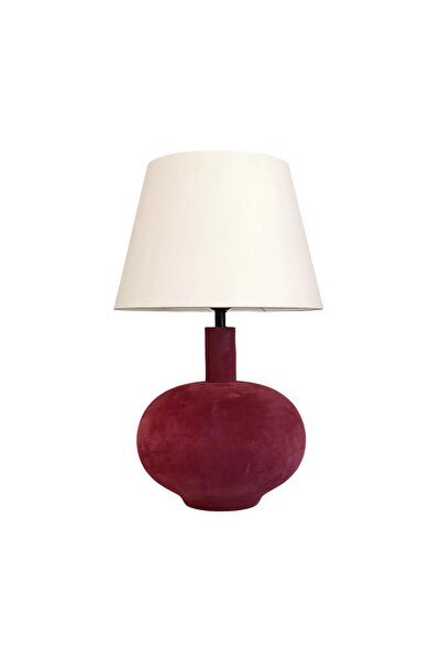 Bahar Aydınlatma Halcer Kadife Kaplı Bordo Abajur