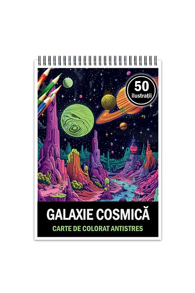 Legendary Gifts Anti-stress Coloring Book, 50 Illustrations, Cosmic Galaxy, 106 Pages, Format: A5