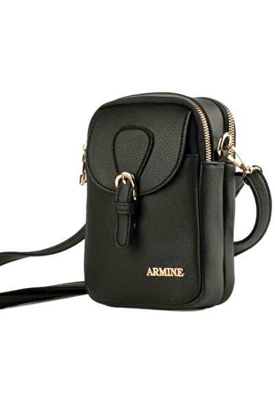 Armine Geantă de umăr cu fermoar cu design modern și elegant, neagră