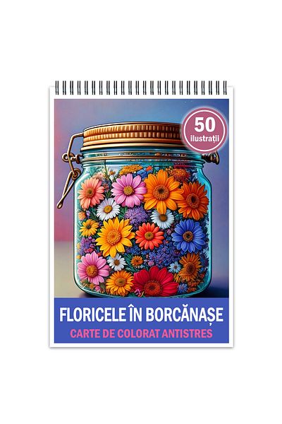 Legendary Gifts Anti-stress Coloring Book, 50 Illustrations Flowers In Jars, 106 Pages, Format: A5