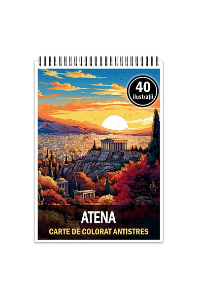 Legendary Gifts Anti-stress Coloring Book, 40 Illustrations Athens, 86 Pages, Format: A5