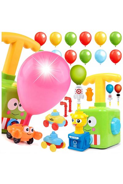 indiggo Interactive Toy for Kids, Balloon Launcher, Moving Vehicles, 12 Balloons Included