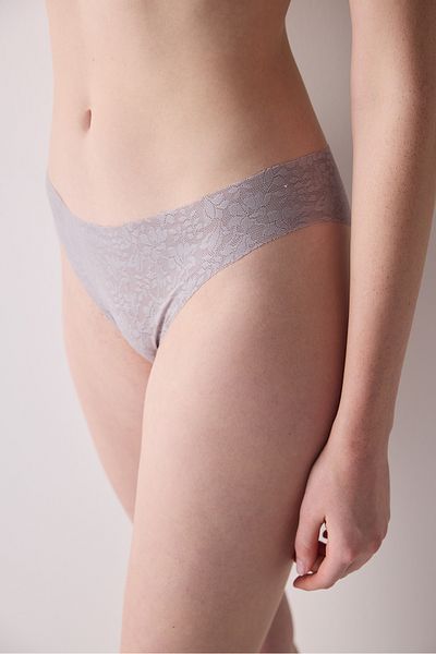 Penti Szare niewidoczne, wycinane laserowo koronkowe majtki typu slip