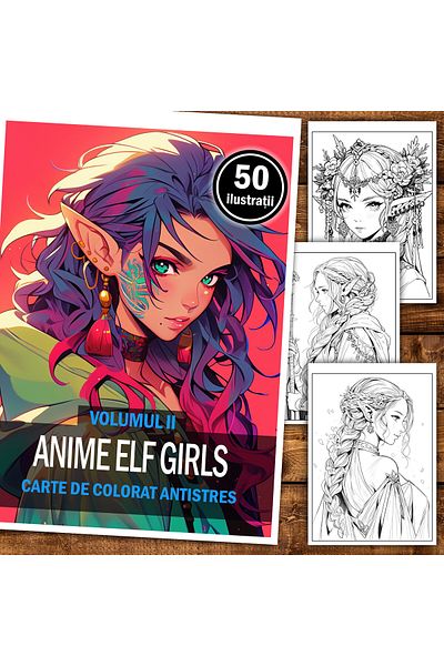 Legendary Gifts Anti-stress Coloring Book, 50 Illustrations, Anime Elf Girls - Volume Ii, 106 Pages, Format: A5