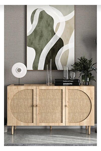 LOTUS PORT İskandinav Tv Sehpası ,tv Ünitesi , Konsol Jüt Kumaşlı