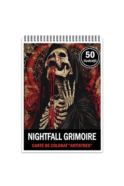 Legendary Gifts Anti-stress Coloring Book, 50 Nightfall Grimoire Illustrations, 106 Pages, Format: A5