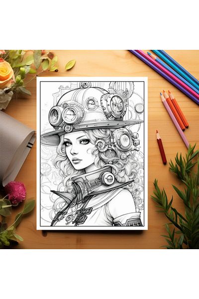 Legendary Gifts Adult Coloring Book, 50 Illustrations, Steampunk, 106 Pages, Format: A5