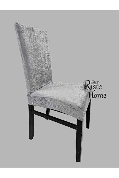 Rişte Home 6li ipek Kadife Sandalye Kılıfı,sandalye Örtüsü, Lastıkli, Standart 6 Adet