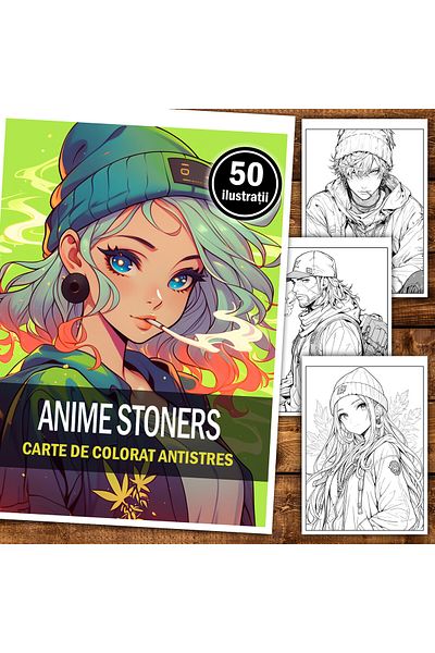 Legendary Gifts Anti-stress Coloring Book, 50 Illustrations, Anime Stoners, 106 Pages, Format: A5